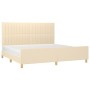 Estructura de cama con cabecero de tela color crema 200x200 cm de , Camas y somieres - Ref: Foro24-3125248, Precio: 264,88 €,...