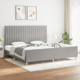Hellgrauer Stoffbettrahmen mit Kopfteil 200x200 cm von , Betten und Lattenroste - Ref: Foro24-3125243, Preis: 226,79 €, Rabat...