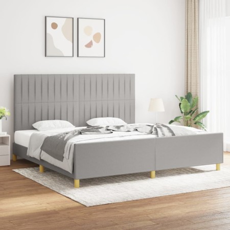 Estructura de cama con cabecero de tela gris claro 200x200 cm de , Camas y somieres - Ref: Foro24-3125243, Precio: 228,45 €, ...