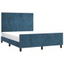 Estructura cama con cabecero terciopelo azul oscuro 140x190 cm de , Camas y somieres - Ref: Foro24-3125877, Precio: 224,00 €,...