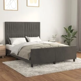 Dark gray velvet bed frame with headboard 140x200 cm by , Beds and slatted bases - Ref: Foro24-3125880, Price: 224,53 €, Disc...