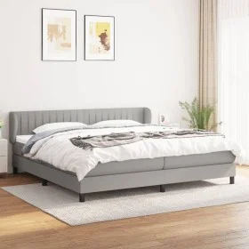 Box spring bed with light gray fabric mattress 200x200 cm by , Beds and slatted bases - Ref: Foro24-3126429, Price: 598,04 €,...