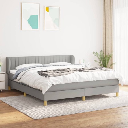 Cama box spring con colchón tela gris claro 160x200 cm de , Camas y somieres - Ref: Foro24-3126973, Precio: 511,45 €, Descuen...
