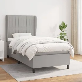Box spring bed with light gray fabric mattress 100x200 cm by , Beds and slatted bases - Ref: Foro24-3128101, Price: 345,67 €,...