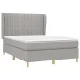 Box spring bed with light gray fabric mattress 140x200 cm by , Beds and slatted bases - Ref: Foro24-3128685, Price: 514,35 €,...