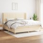 Cama box spring con colchón tela color crema 200x200 cm de , Camas y somieres - Ref: Foro24-3128714, Precio: 635,66 €, Descue...