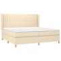 Cama box spring con colchón tela color crema 200x200 cm de , Camas y somieres - Ref: Foro24-3128714, Precio: 635,66 €, Descue...