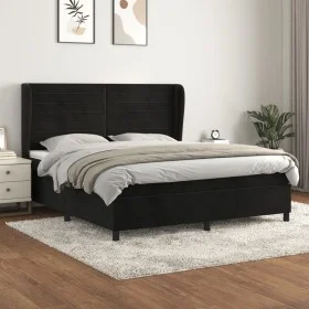 Box spring bed with black velvet mattress 160x200 cm by , Beds and slatted bases - Ref: Foro24-3129281, Price: 565,60 €, Disc...