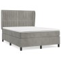 Cama box spring con colchón terciopelo gris claro 140x200 cm de , Camas y somieres - Ref: Foro24-3129333, Precio: 527,46 €, D...