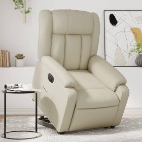 Sillón reclinable elevable eléctrico de cuero sintético crema en Sillones | Comprar online en Foru.es