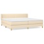 Cama box spring con colchón tela color crema 200x200 cm de , Camas y somieres - Ref: Foro24-3130462, Precio: 557,11 €, Descue...