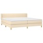 Cama box spring con colchón tela color crema 200x200 cm de , Camas y somieres - Ref: Foro24-3130462, Precio: 557,11 €, Descue...