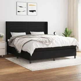 Cama box spring con colchón tela negro 160x200 cm de , Camas y somieres - Ref: Foro24-3131523, Precio: 612,79 €, Descuento: %