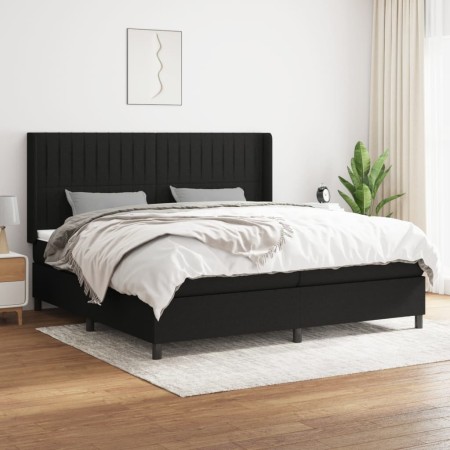 Cama box spring con colchón tela negro 200x200 cm de , Camas y somieres - Ref: Foro24-3131619, Precio: 662,03 €, Descuento: %