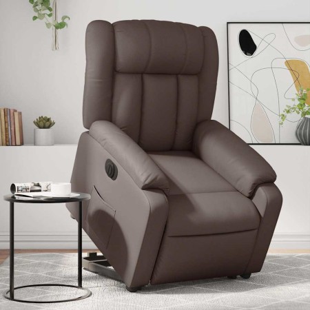 Sillón reclinable elevable eléctrico de cuero sintético marrón en Sillones | Comprar online en Foru.es
