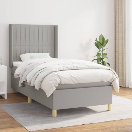 Cama box spring con colchón tela gris claro 100x200 cm de , Camas y somieres - Ref: Foro24-3132129, Precio: 344,96 €, Descuen...