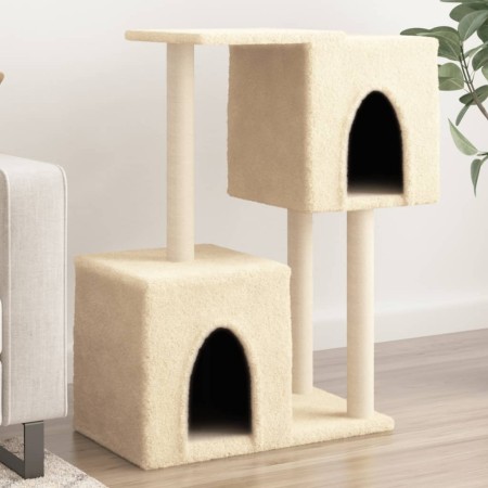 Rascador para gatos con postes de sisal color crema 86 cm en Mobiliario para gatos | Comprar online en Foru.es
