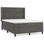 Cama box spring con colchón terciopelo gris oscuro 140x190 cm de , Camas y somieres - Ref: Foro24-3132796, Precio: 520,24 €, ...