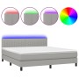 Cama box spring colchón y luces LED tela gris claro 160x200 cm de , Camas y somieres - Ref: Foro24-3133325, Precio: 505,18 €,...