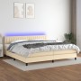 Cama box spring colchón y luces LED tela crema 200x200 cm de , Camas y somieres - Ref: Foro24-3133346, Precio: 563,32 €, Desc...