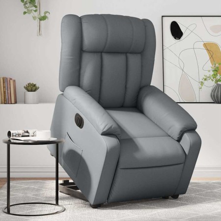 Sillón reclinable elevable eléctrico de cuero sintético gris en Sillones | Comprar online en Foru.es