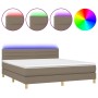 Cama box spring con colchón LED tela gris taupe 160x200 cm de , Camas y somieres - Ref: Foro24-3133809, Precio: 515,25 €, Des...