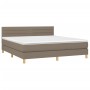 Cama box spring con colchón LED tela gris taupe 160x200 cm de , Camas y somieres - Ref: Foro24-3133809, Precio: 515,25 €, Des...