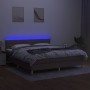 Cama box spring con colchón LED tela gris taupe 160x200 cm de , Camas y somieres - Ref: Foro24-3133809, Precio: 515,25 €, Des...