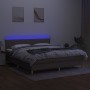 Cama box spring con colchón LED tela gris taupe 160x200 cm de , Camas y somieres - Ref: Foro24-3133889, Precio: 514,66 €, Des...