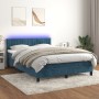 Cama box spring colchón y LED terciopelo azul oscuro 140x200 cm de , Camas y somieres - Ref: Foro24-3134529, Precio: 437,75 €...
