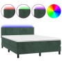 Cama box spring colchón y LED terciopelo verde oscuro 140x190cm de , Camas y somieres - Ref: Foro24-3134522, Precio: 450,56 €...