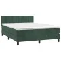 Box spring bed with mattress and LED dark green velvet 140x190cm by , Beds and slatted bases - Ref: Foro24-3134522, Price: 46...