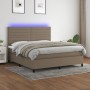 Cama box spring colchón y luces LED tela gris taupe 160x200 cm de , Camas y somieres - Ref: Foro24-3134969, Precio: 620,43 €,...