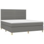 Cama box spring colchón y luces LED tela gris oscuro 160x200 cm de , Camas y somieres - Ref: Foro24-3135526, Precio: 574,65 €...