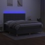 Cama box spring colchón y luces LED tela gris oscuro 160x200 cm de , Camas y somieres - Ref: Foro24-3135526, Precio: 574,65 €...