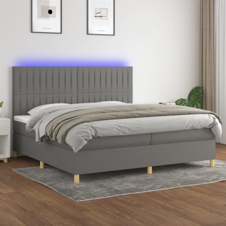 Cama box spring colchón y luces LED tela gris claro 200x200 cm de , Camas y somieres - Ref: Foro24-3135622, Precio: 615,38 €,...