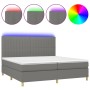 Cama box spring colchón y luces LED tela gris claro 200x200 cm de , Camas y somieres - Ref: Foro24-3135622, Precio: 615,38 €,...