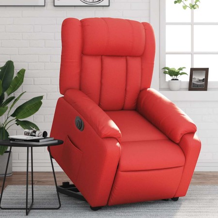 Sillón elevable eléctrico cuero artificial rojo en Sillones | Comprar online en Foru.es