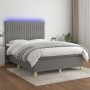Cama box spring colchón y luces LED tela gris oscuro 140x200 cm de , Camas y somieres - Ref: Foro24-3135598, Precio: 511,72 €...