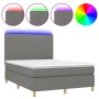 Cama box spring colchón y luces LED tela gris oscuro 140x200 cm de , Camas y somieres - Ref: Foro24-3135598, Precio: 511,72 €...