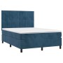 Cama box spring colchón y LED terciopelo azul oscuro 140x200 cm de , Camas y somieres - Ref: Foro24-3136249, Precio: 503,86 €...
