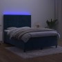 Cama box spring colchón y LED terciopelo azul oscuro 140x200 cm de , Camas y somieres - Ref: Foro24-3136249, Precio: 503,86 €...