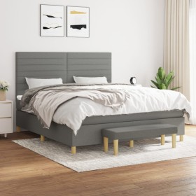 Cama box spring con colchón tela gris oscuro 160x200 cm de , Camas y somieres - Ref: Foro24-3137246, Precio: 609,43 €, Descue...