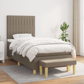 Cama box spring con colchón tela gris taupe 80x200 cm de , Camas y somieres - Ref: Foro24-3137273, Precio: 375,63 €, Descuent...