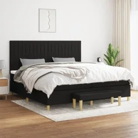 Cama box spring con colchón tela negro 200x200 cm de , Camas y somieres - Ref: Foro24-3137343, Precio: 725,24 €, Descuento: %