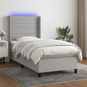 Cama box spring colchón y luces LED tela gris claro 80x200 cm de , Camas y somieres - Ref: Foro24-3138349, Precio: 322,92 €, ...