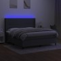 Cama box spring colchón y luces LED tela gris oscuro 160x200 cm de , Camas y somieres - Ref: Foro24-3138406, Precio: 590,21 €...