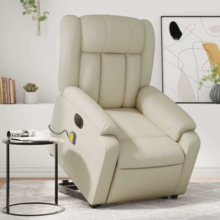 Sillón de masaje elevable eléctrico cuero sintético crema en Sillones | Comprar online en Foru.es