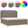 Cama box spring colchón y luces LED tela gris taupe 160x200 cm de , Camas y somieres - Ref: Foro24-3138969, Precio: 629,38 €,...