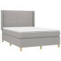 Cama box spring colchón y luces LED tela gris claro 140x200 cm de , Camas y somieres - Ref: Foro24-3139037, Precio: 527,61 €,...